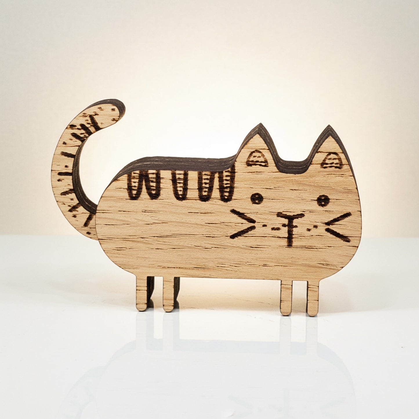 Cute Laser Cut Wooden Cat Decoration