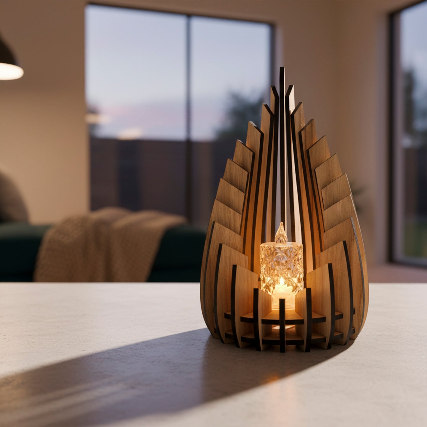 Oak LED Candle Holders