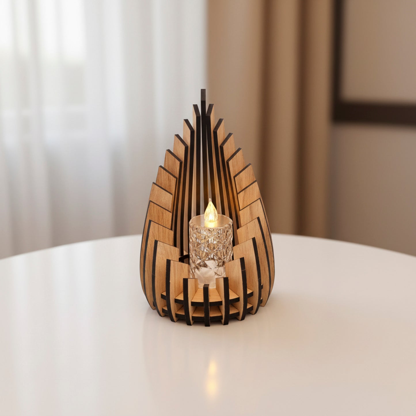 Oak LED Candle Holders