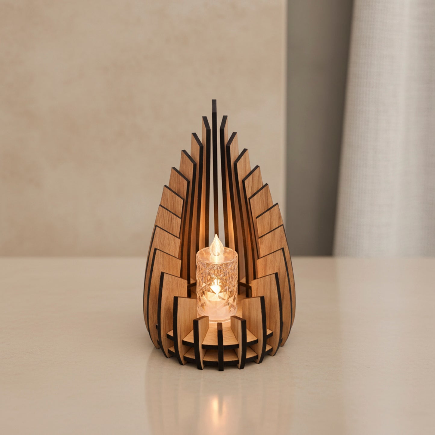 Oak LED Candle Holders