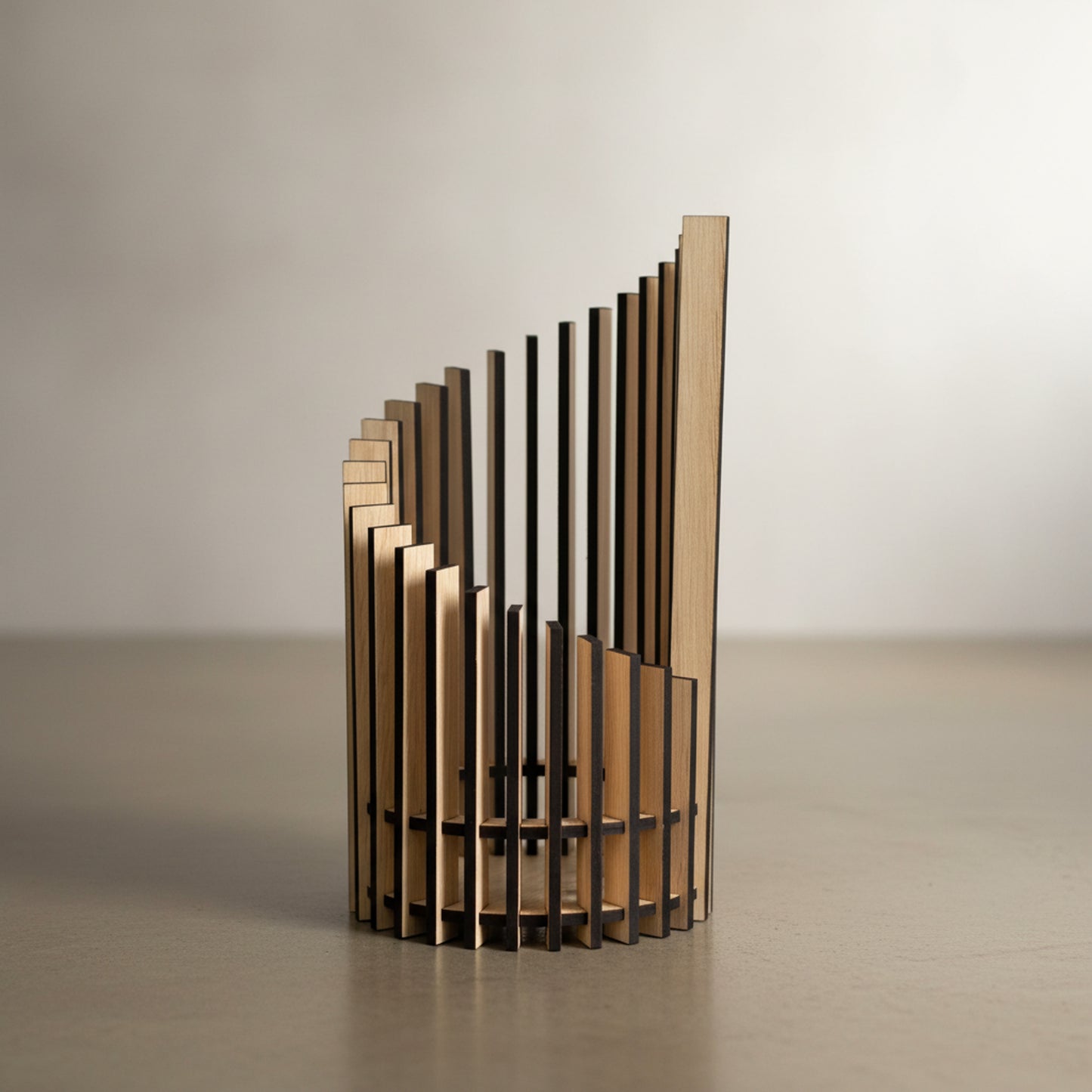 Laser Cut Oak Veneer LED Candle Holder – Modern Wooden Slat Lantern (3 Sizes)