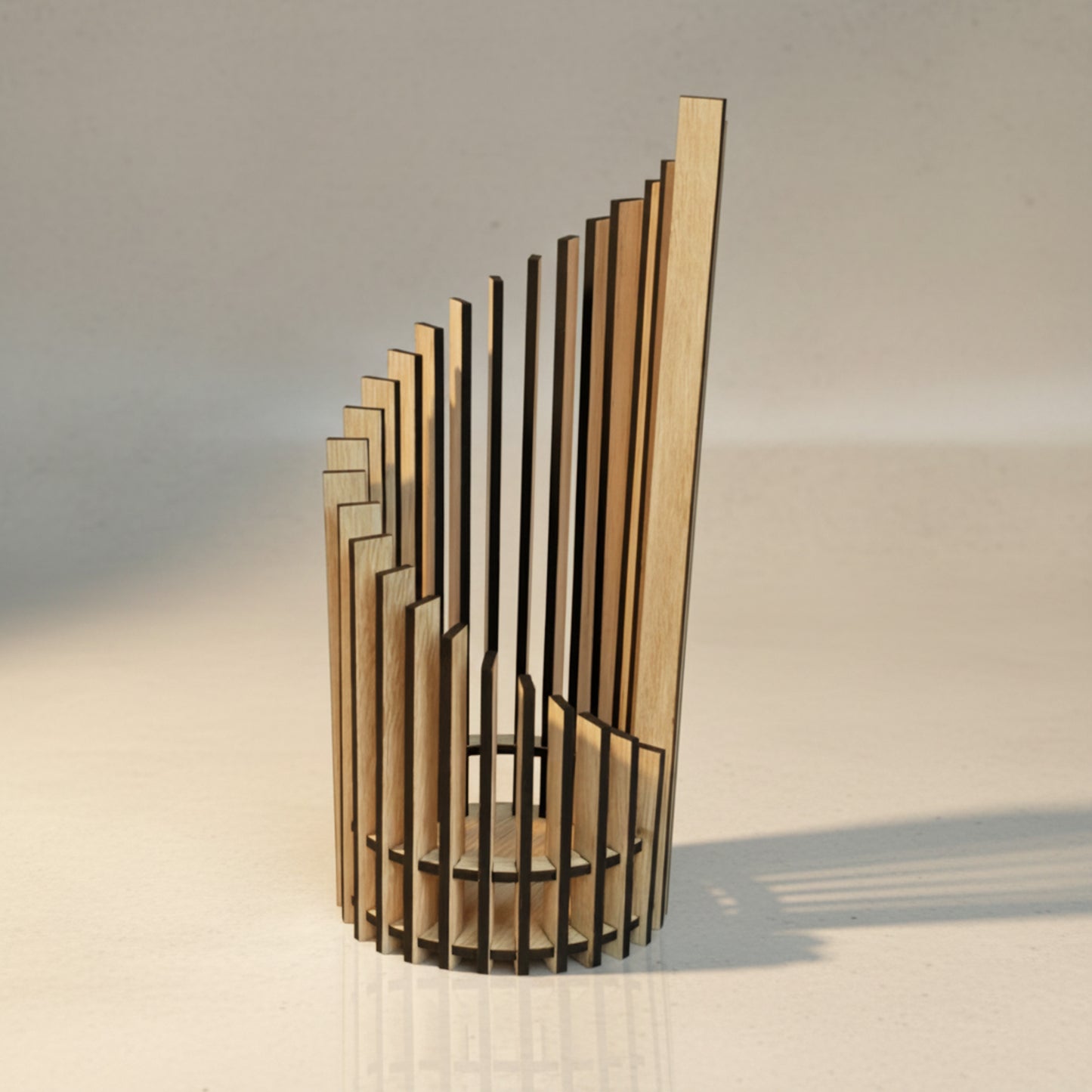 Laser Cut Oak Veneer LED Candle Holder – Modern Wooden Slat Lantern (3 Sizes)