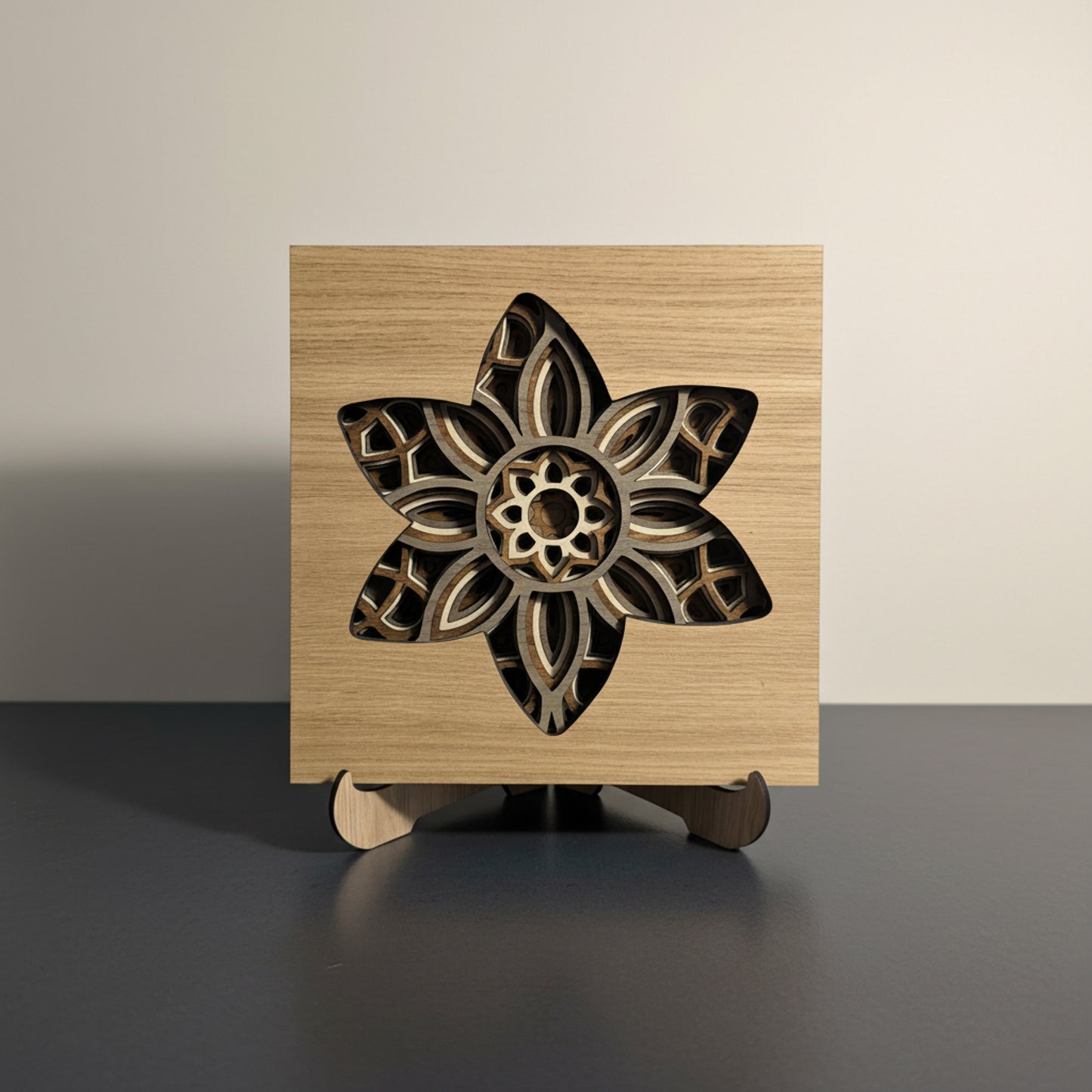 Multi-layered Oak Wood Daffodil Wall & Desk Art