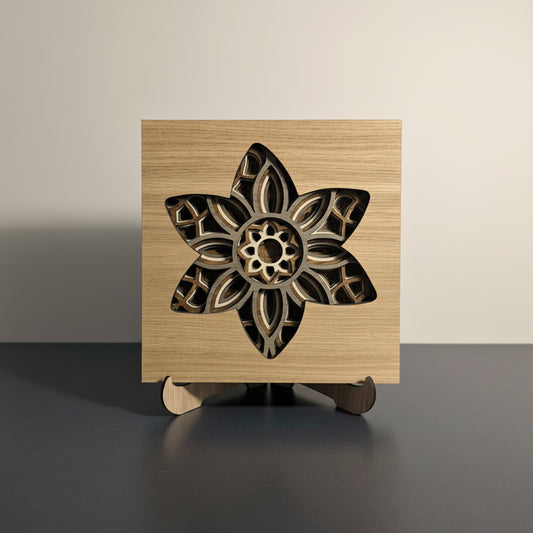 Multi-layered Oak Wood Daffodil Wall & Desk Art