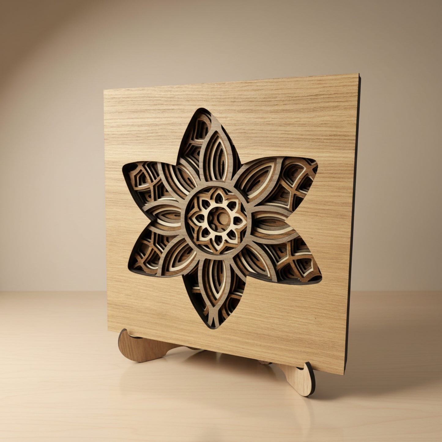 Multi-layered Oak Wood Daffodil Wall & Desk Art