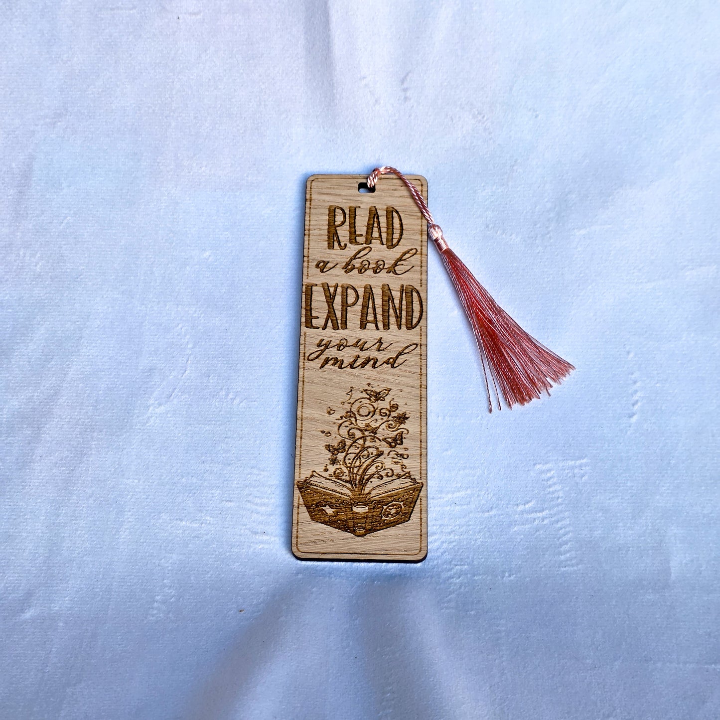 Laser Cut Oak Veneer Bookmark – Engraved Wooden Bookmark with Tassel