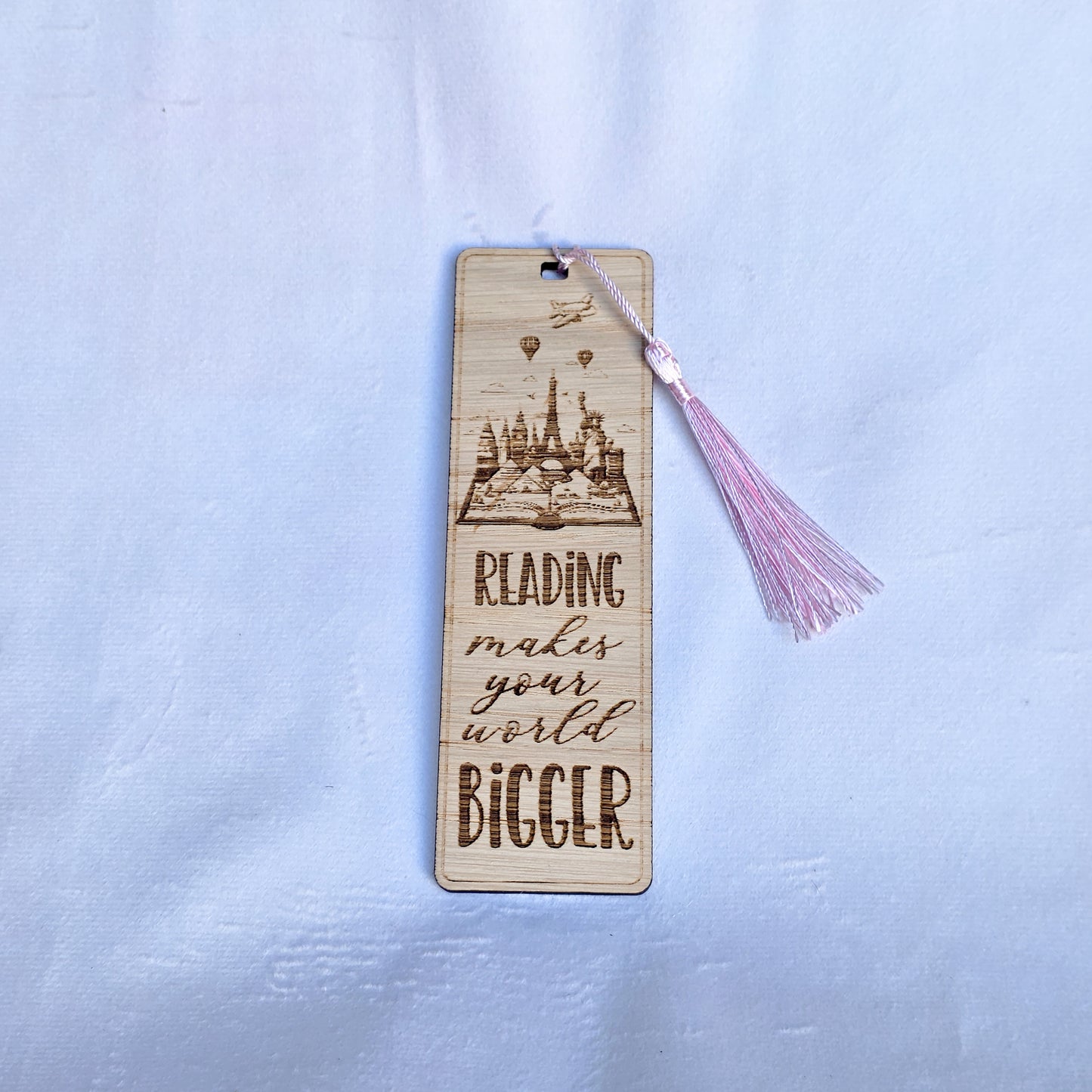 Laser Cut Oak Veneer Bookmark – Engraved Wooden Bookmark with Tassel