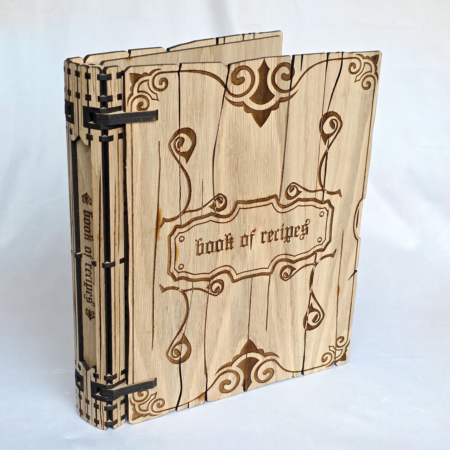 Oak Veneer “Book of Recipes” Wooden Ring Binder – Laser Engraved Recipe Folder (A4 & A5)