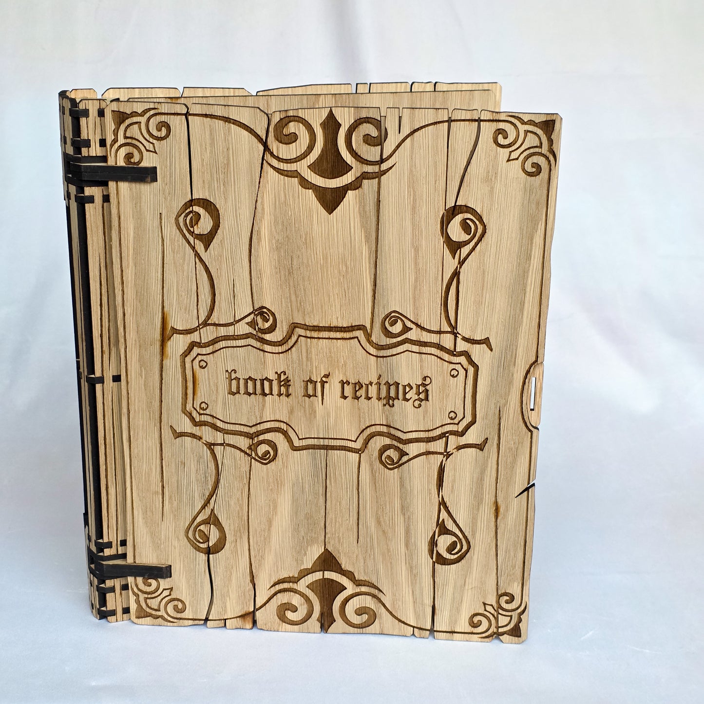 Oak Veneer “Book of Recipes” Wooden Ring Binder – Laser Engraved Recipe Folder (A4 & A5)